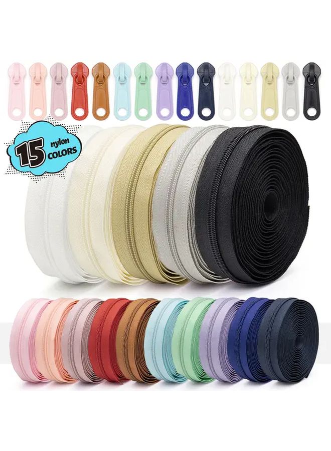 White Nylon Zipper 177 Inch Size 5 With 10 Plastic Pulls For Sewing Clothes Replacement - Image 2